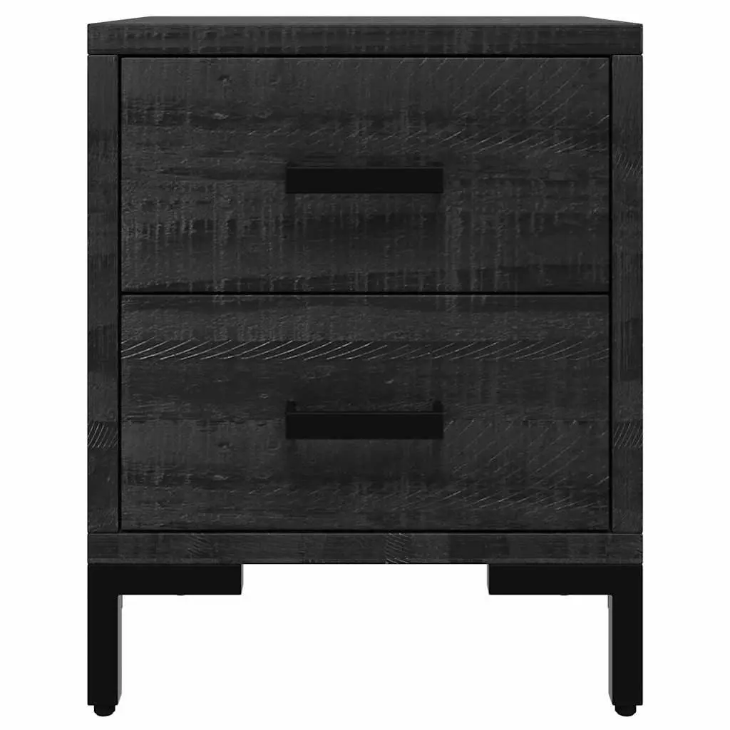 Bedside Cabinet Black Solid Pinewood 36x30x45 cm Storage Drawers