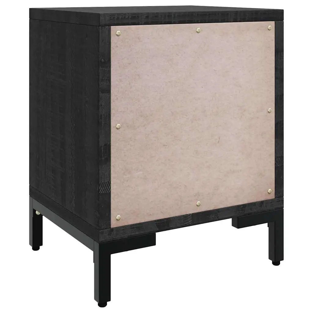 Bedside Cabinet Black Solid Pinewood 36x30x45 cm Storage Drawers