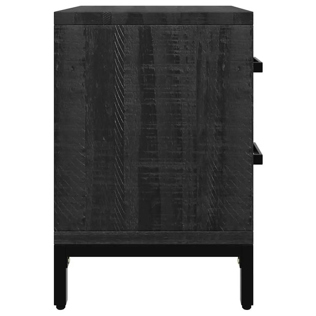 Bedside Cabinet Black Solid Pinewood 36x30x45 cm Storage Drawers