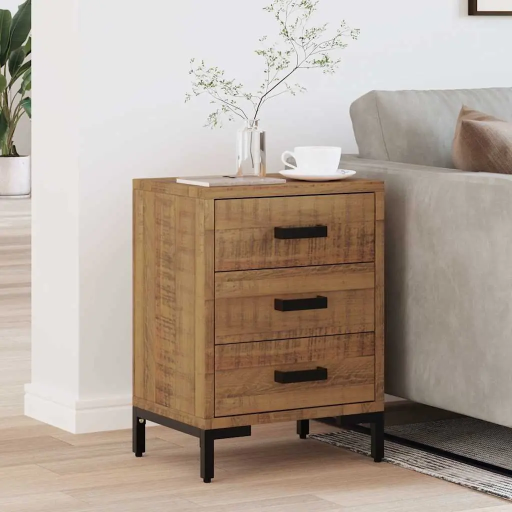 Bedside Cabinet Brown 40x30x55 cm Solid Pinewood Bedroom Storage Table Drawers