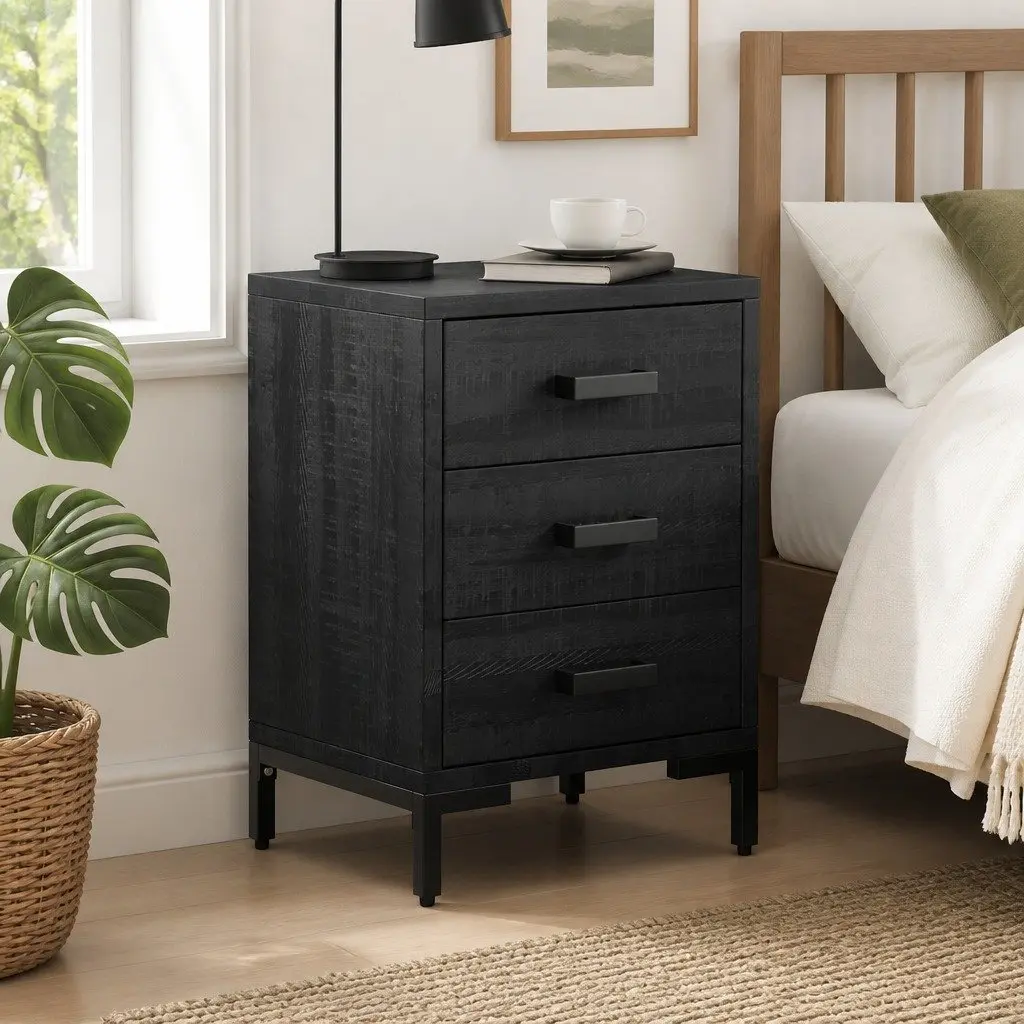 Bedside Cabinet Black 40x30x55 cm Storage Drawer Bedroom Furniture Bedside Table