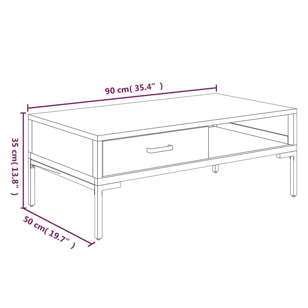 Coffee Table 90x50x35cm Wooden Living Room Furniture Storage Drawer Open Shelf