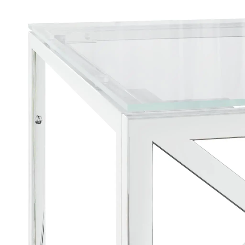Coffee Table 110x45x45 cm Stainless Steel Glass Top Silver Accent Living Room