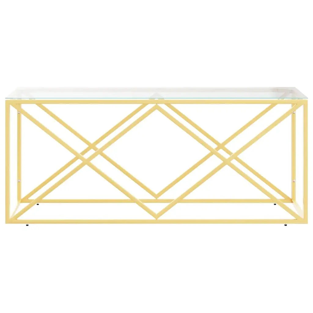 Coffee Table Gold Frame Glass Top 110 x 45 x 45 cm Living Room Accent Furniture Side Couch Table