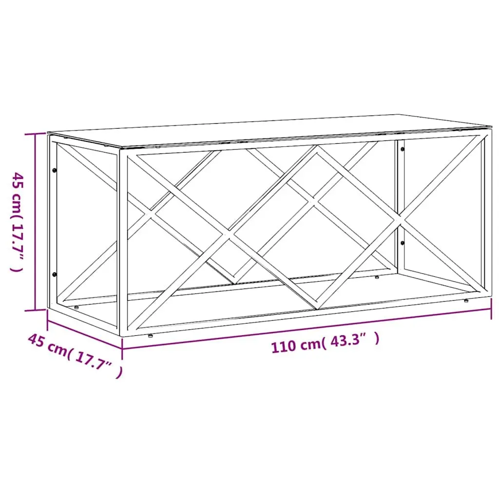 Coffee Table Gold Frame Glass Top 110 x 45 x 45 cm Living Room Accent Furniture Side Couch Table