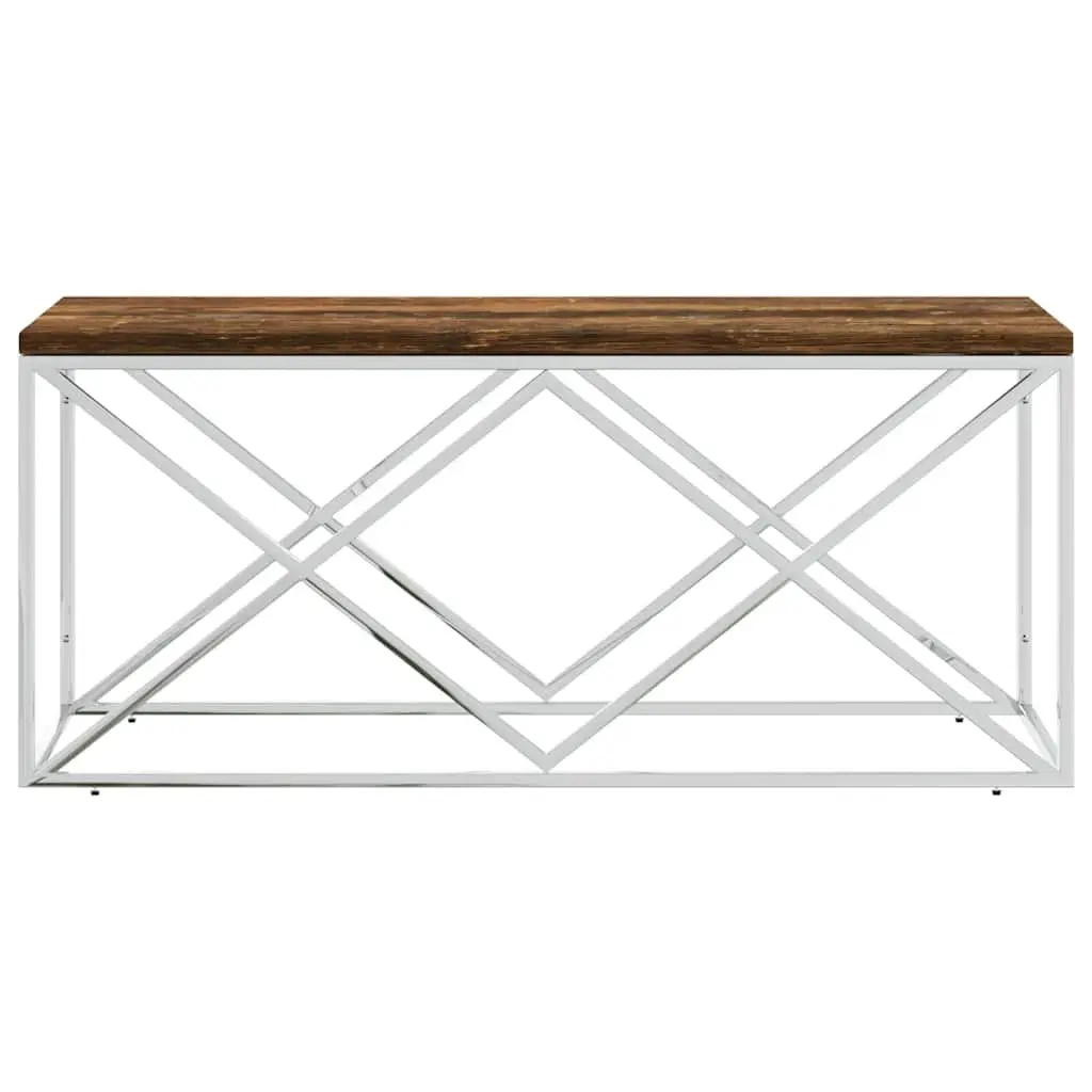 Reclaimed Wood Coffee Table Industrial Stainless Steel Frame Unique Accent