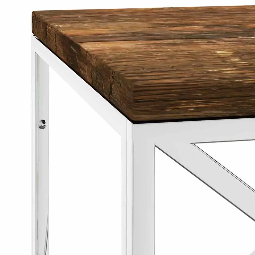 Reclaimed Wood Coffee Table Industrial Stainless Steel Frame Unique Accent