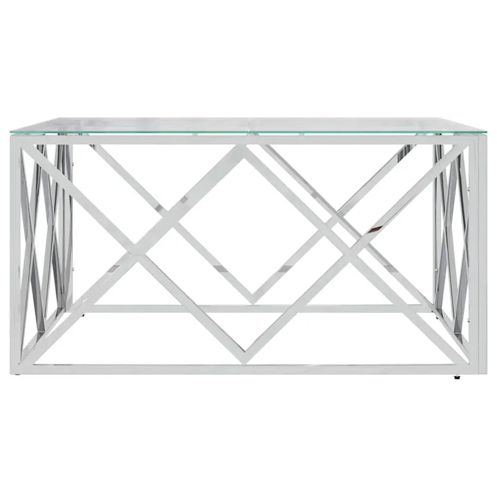 Coffee Table Glass Top Silver 80x80x40 cm