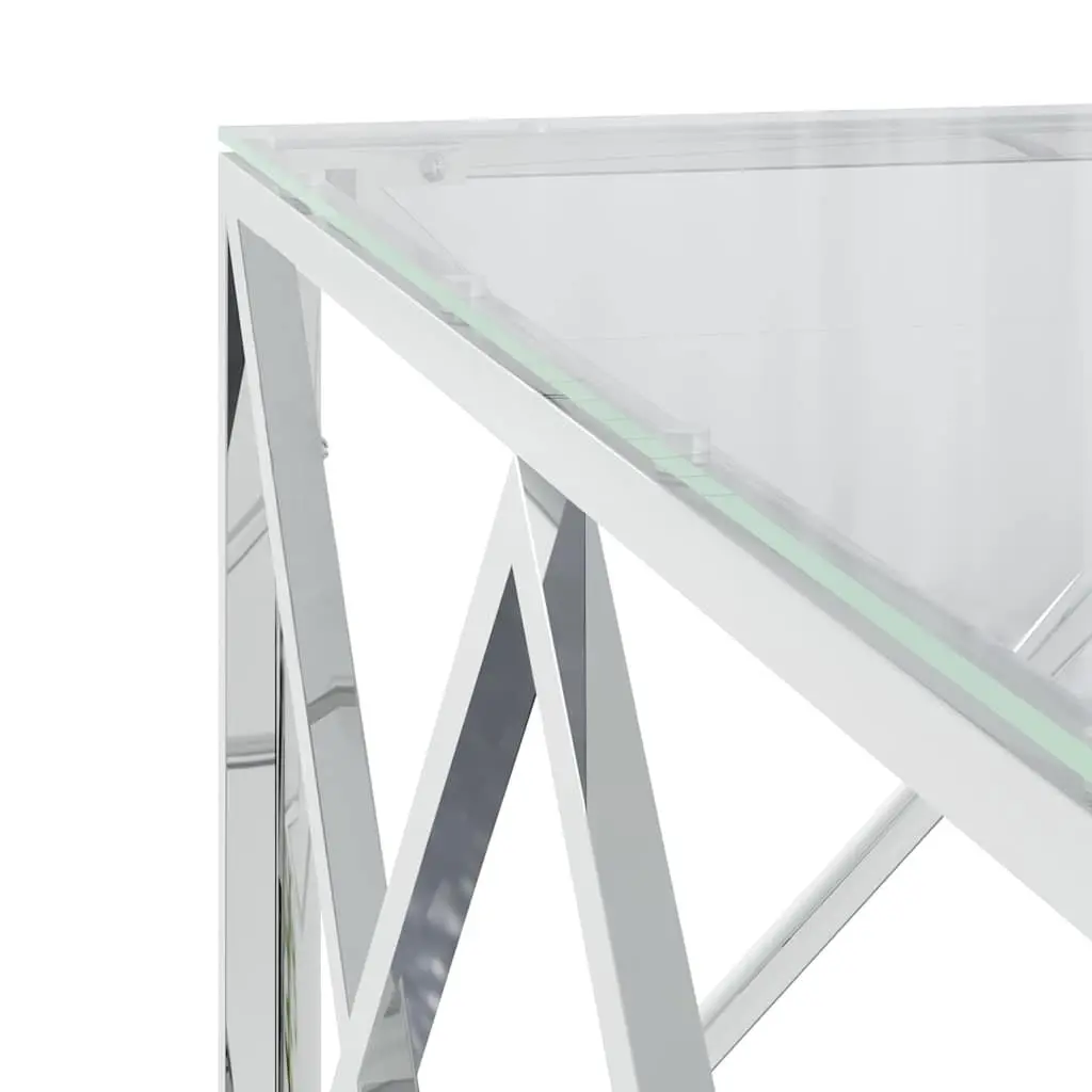 Coffee Table Glass Top Silver 80x80x40 cm