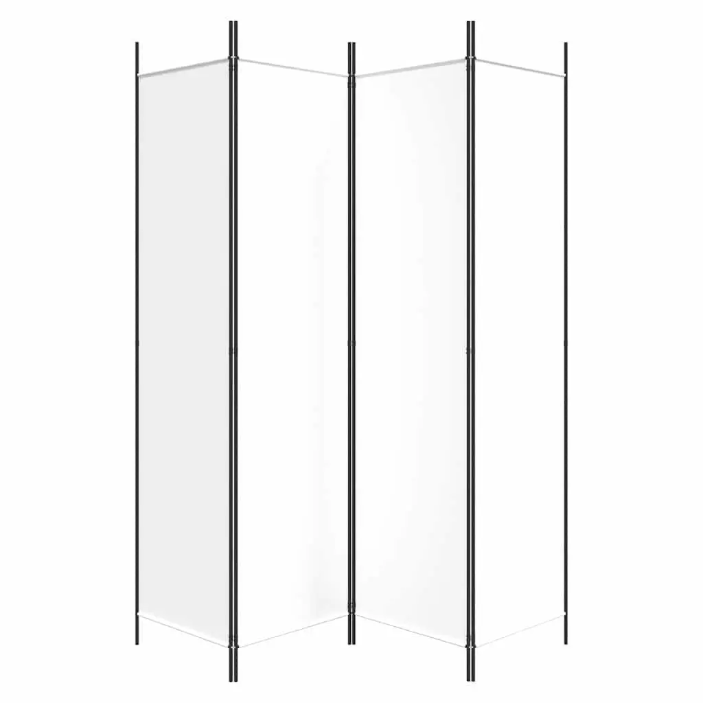 4-Panel Room Divider Screen White Foldable Privacy Partition Fabric Folding