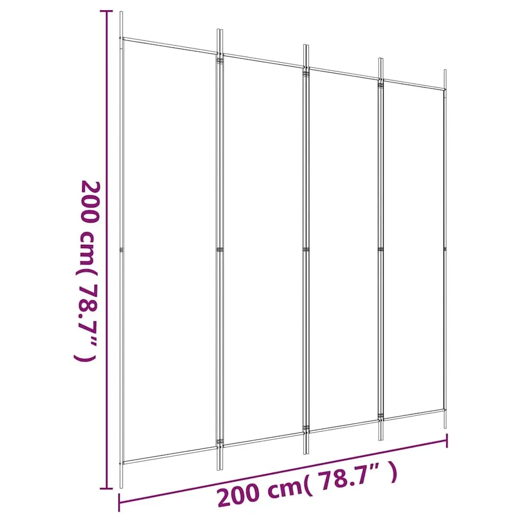 4-Panel Room Divider Screen White Foldable Privacy Partition Fabric Folding