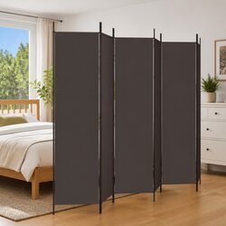 Friendly 6-Panel Room Divider with Soft Brown Fabric