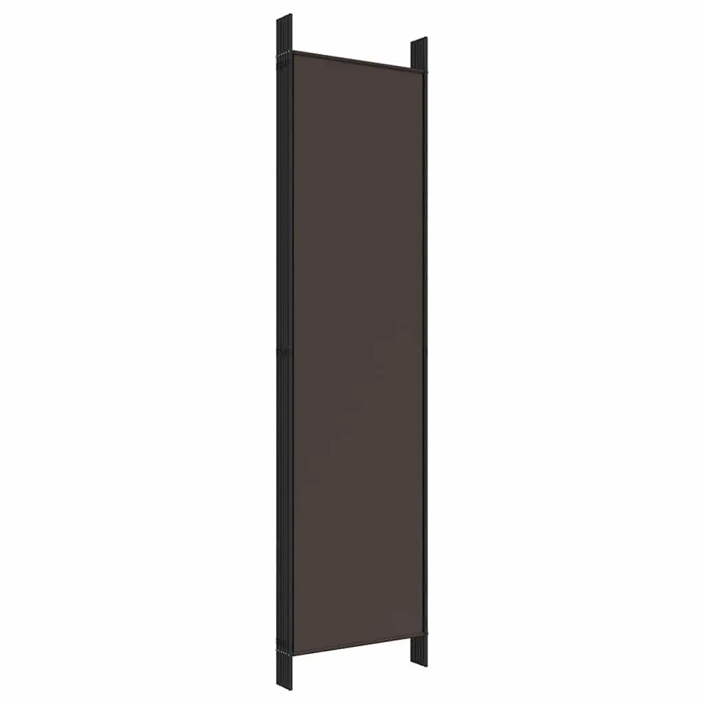 Brown Fabric Folding Privacy Partition 300x200cm 6 Panel Room Divider