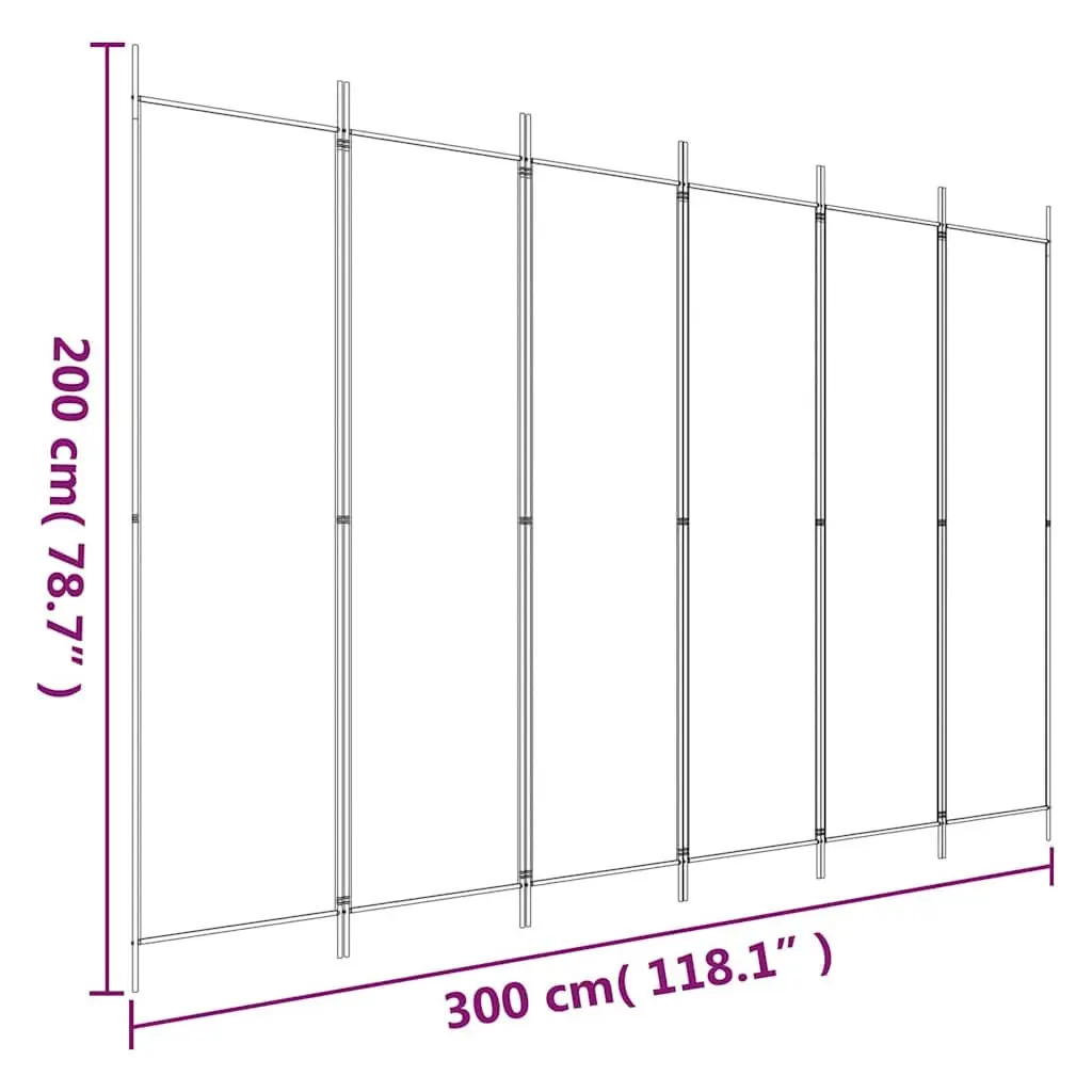 Brown Fabric Folding Privacy Partition 300x200cm 6 Panel Room Divider