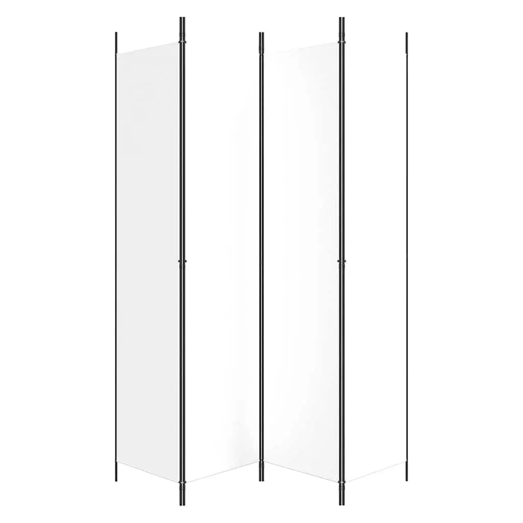 4-Panel Room Divider Screen White Foldable Privacy Partition Fabric 200x220cm