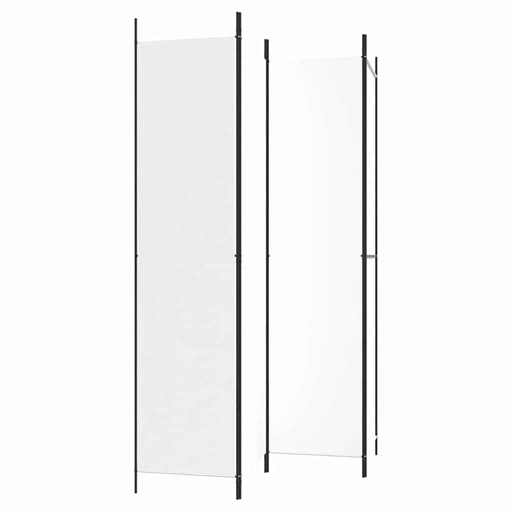 4-Panel Room Divider Screen White Foldable Privacy Partition Fabric 200x220cm