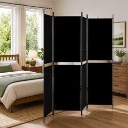 Friendly 4-Panel Room Divider - Black 200x180cm