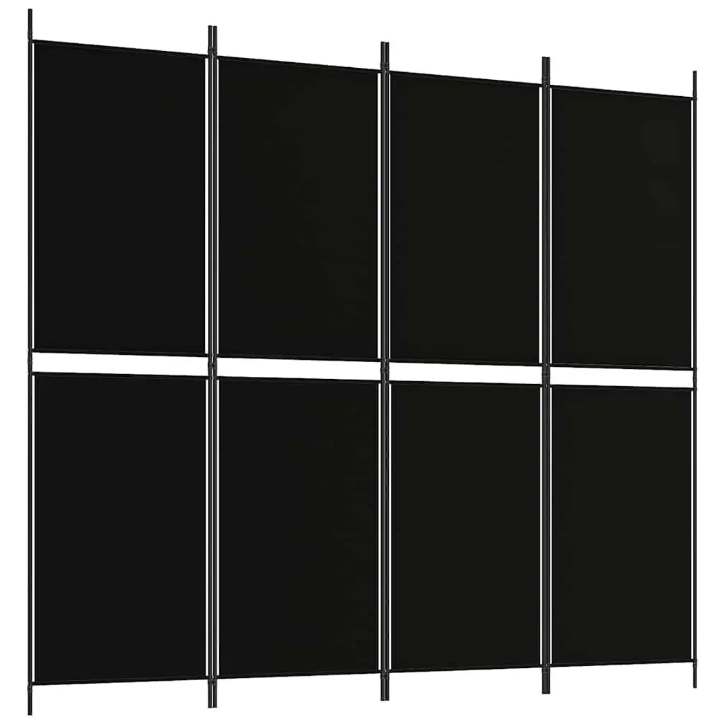 4-Panel Room Divider Folding Privacy Screen Black 200x180cm