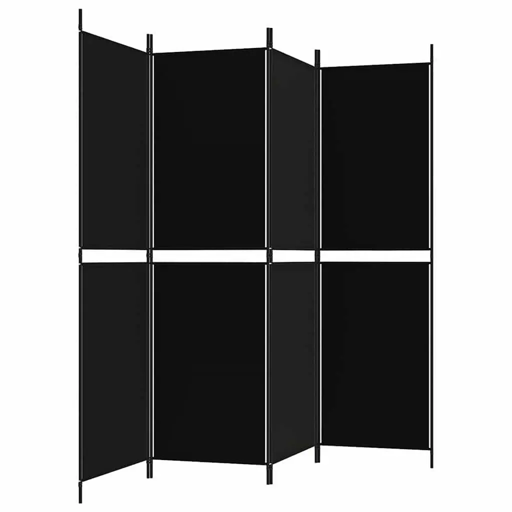 4-Panel Room Divider Folding Privacy Screen Black 200x180cm