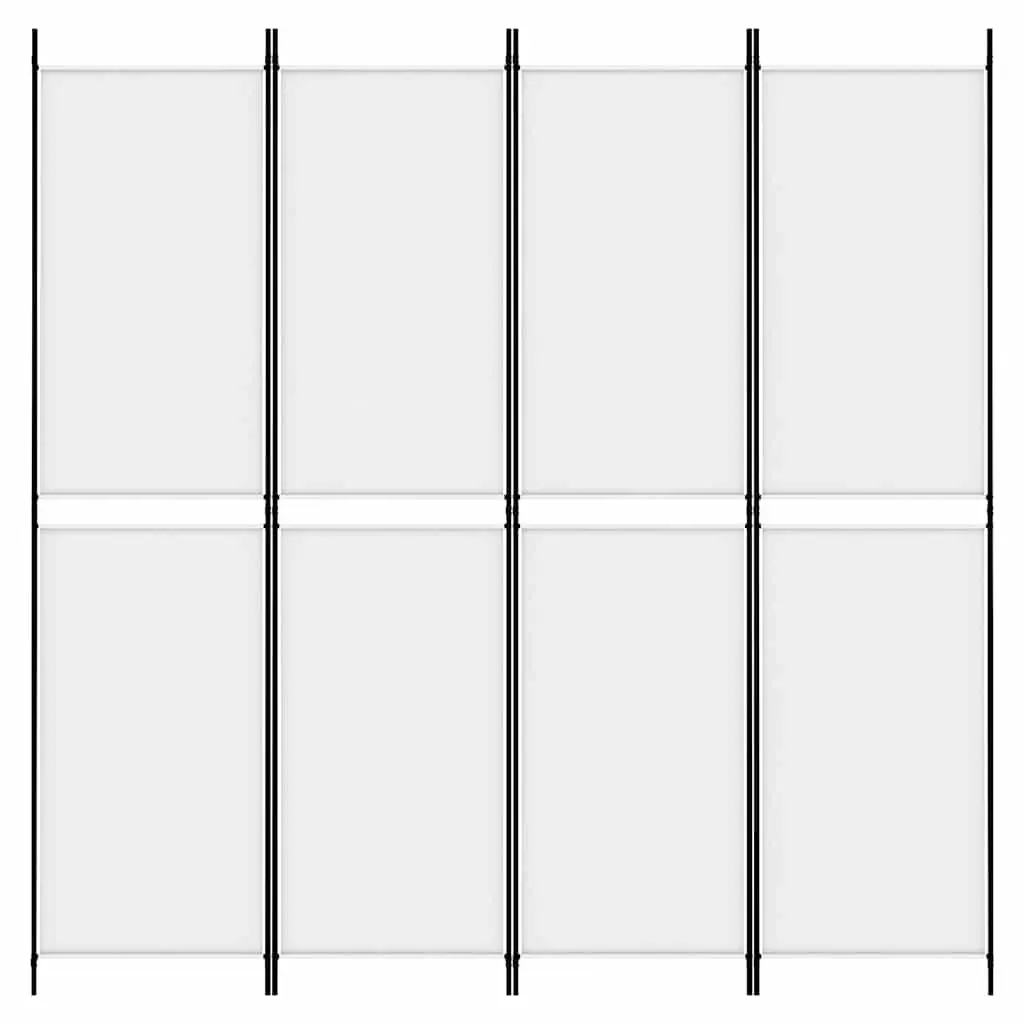 4-Panel Room Divider White Foldable Fabric Privacy Separator 200 x 200 cm