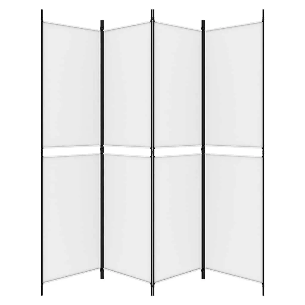 4-Panel Room Divider White Foldable Fabric Privacy Separator 200 x 200 cm