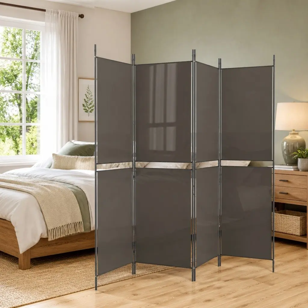 4-Panel Room Divider Screen Foldable Anthracite Fabric 200 x 200 cm