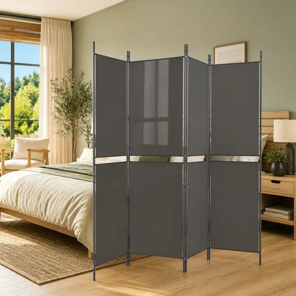 5-Panel Room Divider Anthracite Fabric Folding Partition