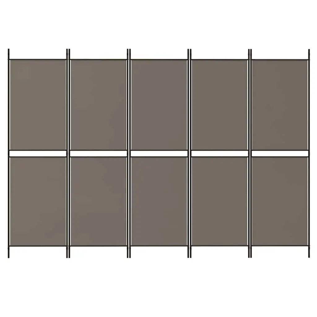 5-Panel Room Divider Anthracite Fabric Folding Partition