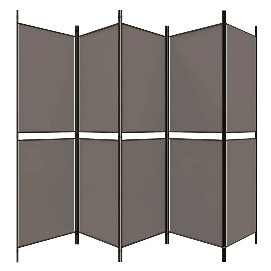 5-Panel Room Divider Anthracite Fabric Folding Partition