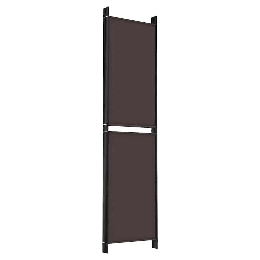 6-Panel Room Divider Screen 300x200cm Brown Fabric Folding Privacy Partition