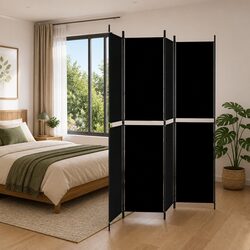 Your New 4-Panel Black Room Divider, 200x220 cm