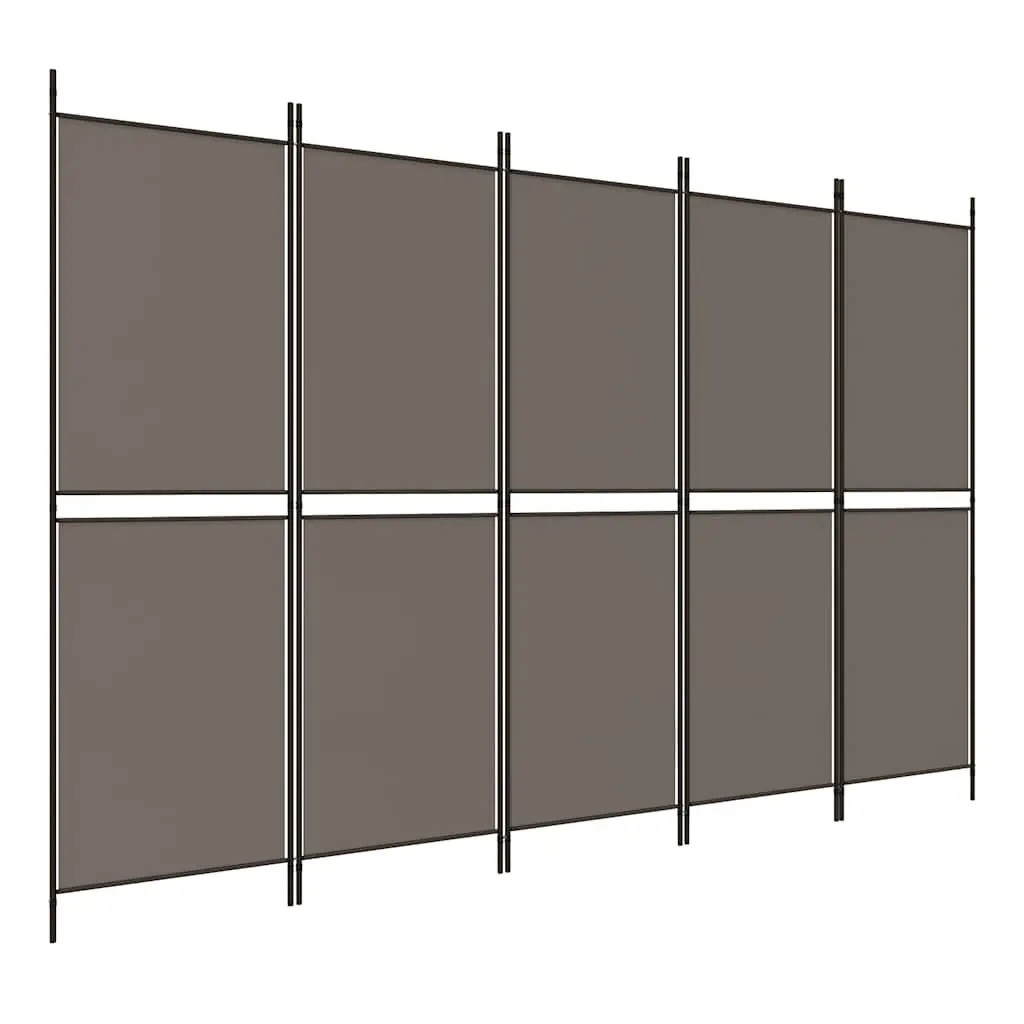 Room Divider 5-Panel Folding Partition Screen Fabric Anthracite 250 x 220 cm