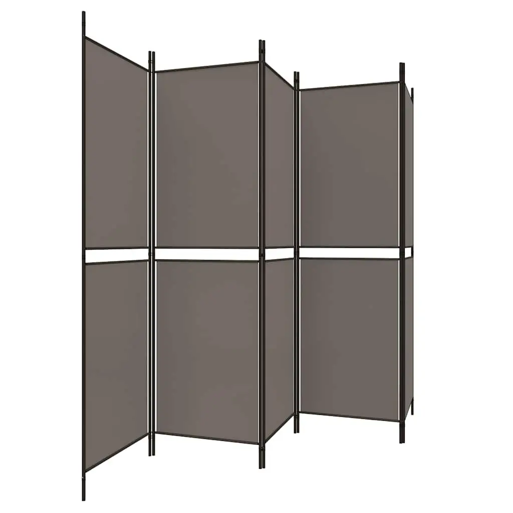 Room Divider 5-Panel Folding Partition Screen Fabric Anthracite 250 x 220 cm