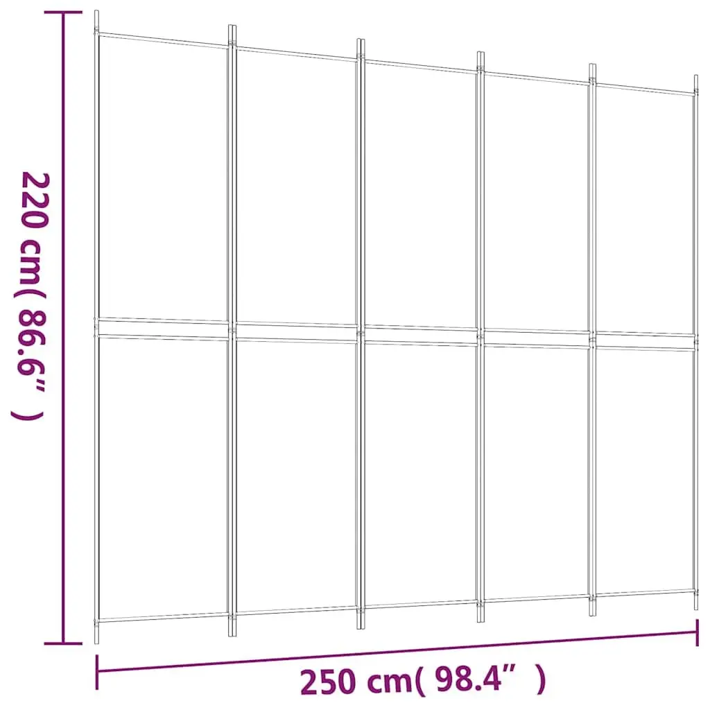 Room Divider 5-Panel Folding Partition Screen Fabric Anthracite 250 x 220 cm
