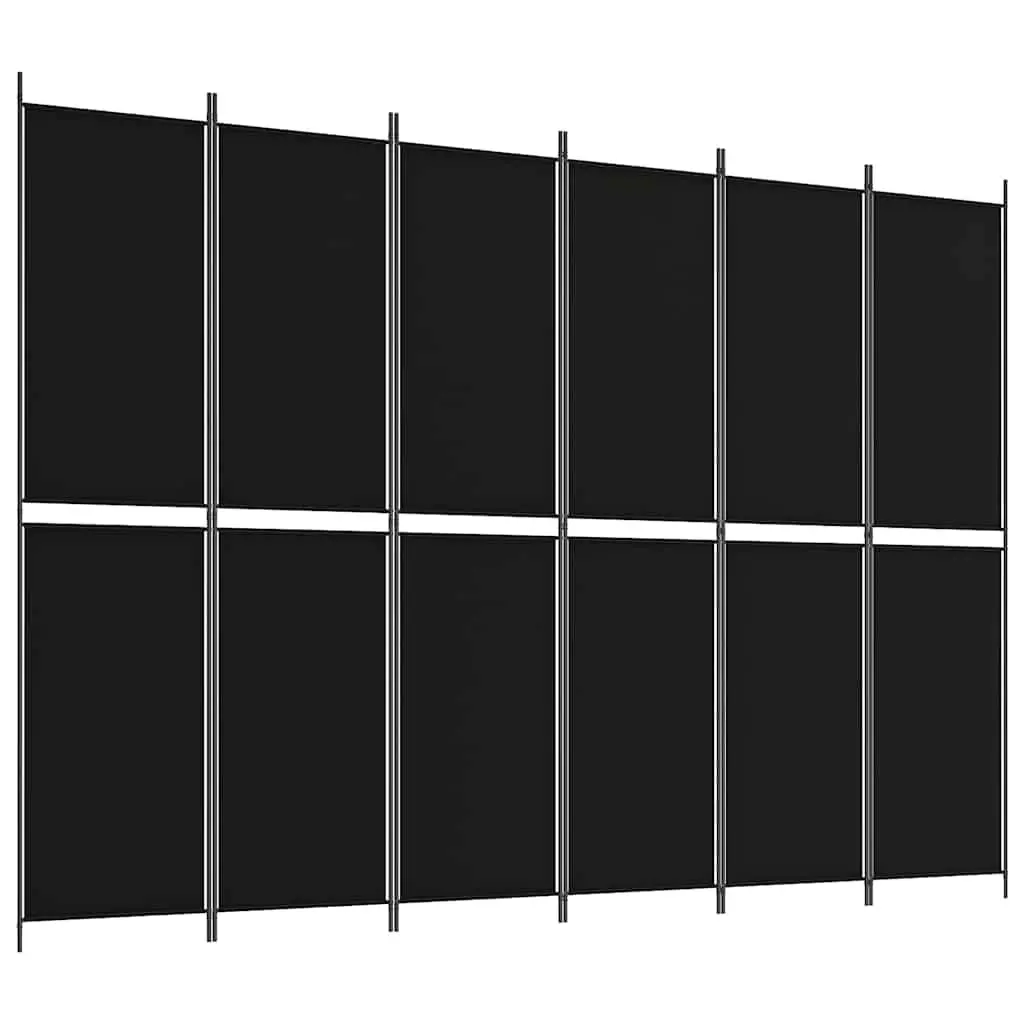 Room Divider Screen Black Fabric Foldable 6 Panels 300x220cm Privacy Partition