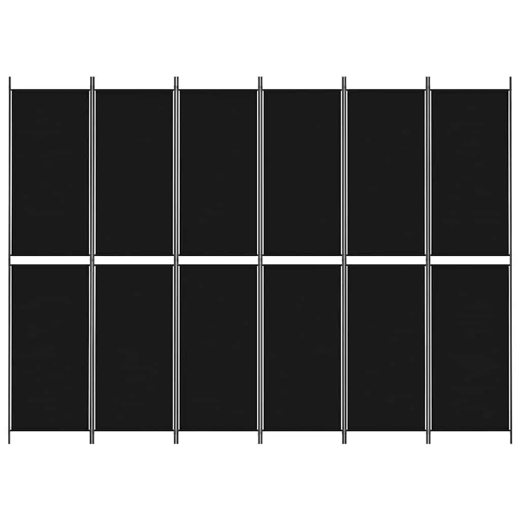 Room Divider Screen Black Fabric Foldable 6 Panels 300x220cm Privacy Partition