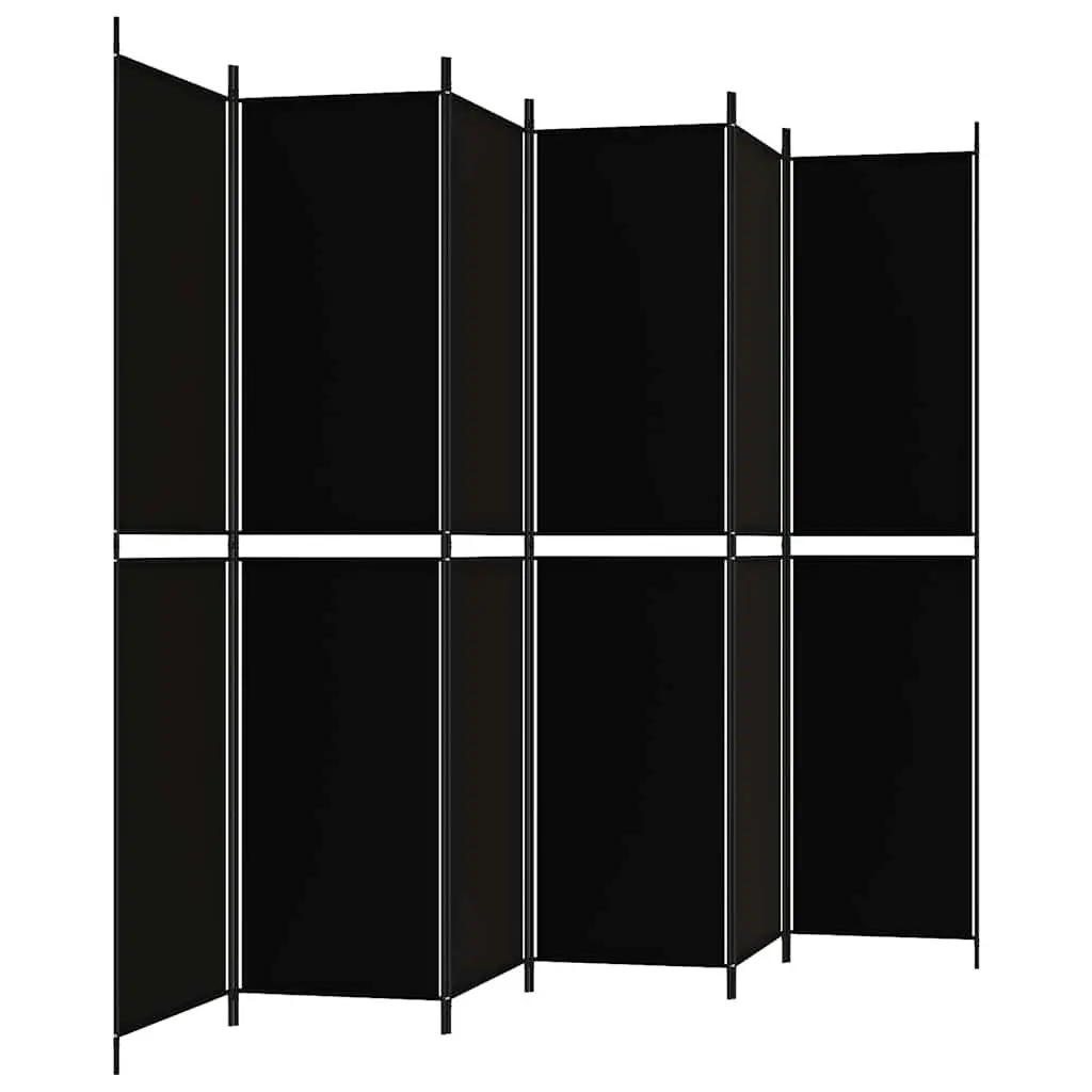 Room Divider Screen Black Fabric Foldable 6 Panels 300x220cm Privacy Partition