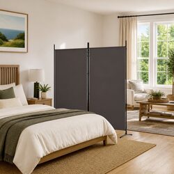 Stylish 2-Panel Room Divider: Foldable Brown Privacy Screen