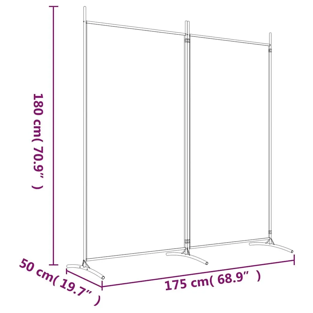 Room Divider Screen 2-Panel Foldable Privacy Partition Brown 175x180cm Fabric