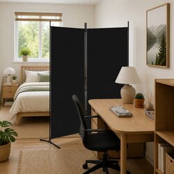 A Friendly 2-Panel Black Fabric Room Divider for Your Space