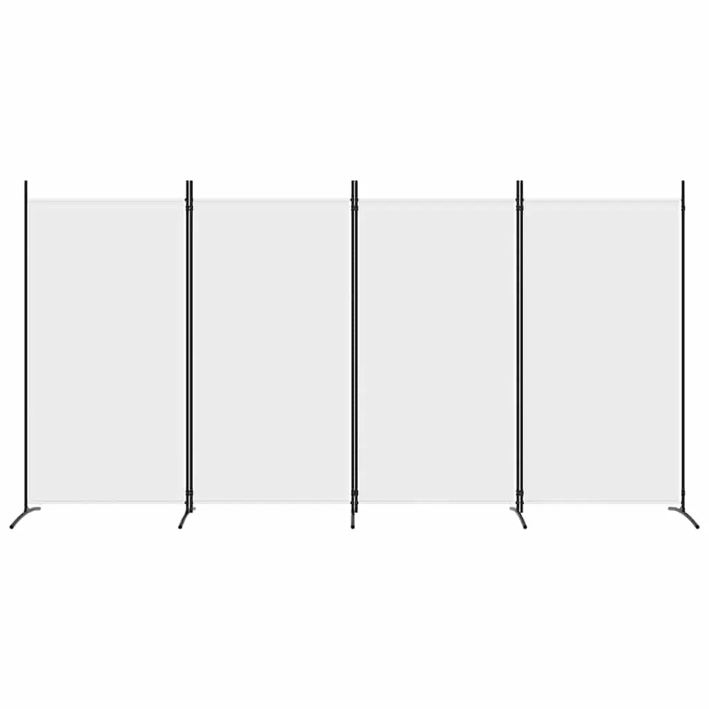 Room Divider 4 Panel White Folding Screen 346x180cm Fabric
