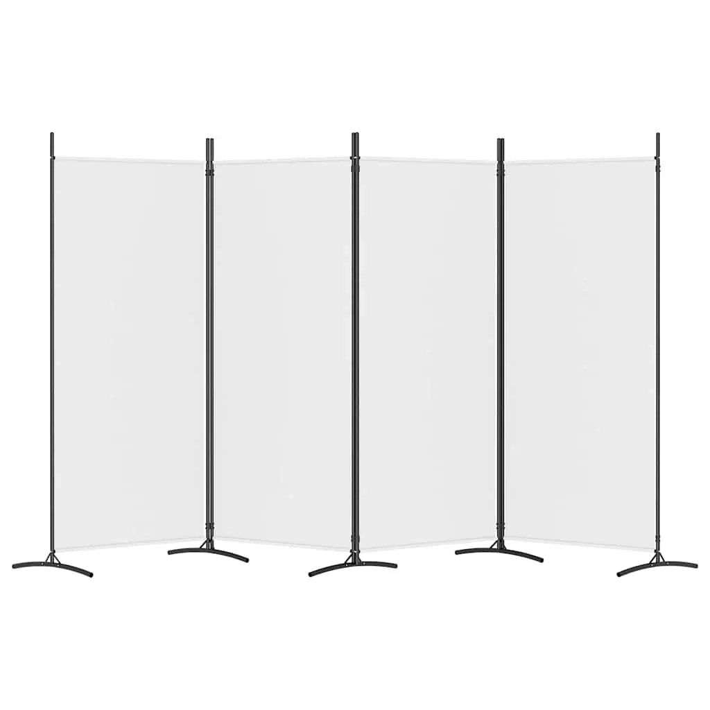 Room Divider 4 Panel White Folding Screen 346x180cm Fabric