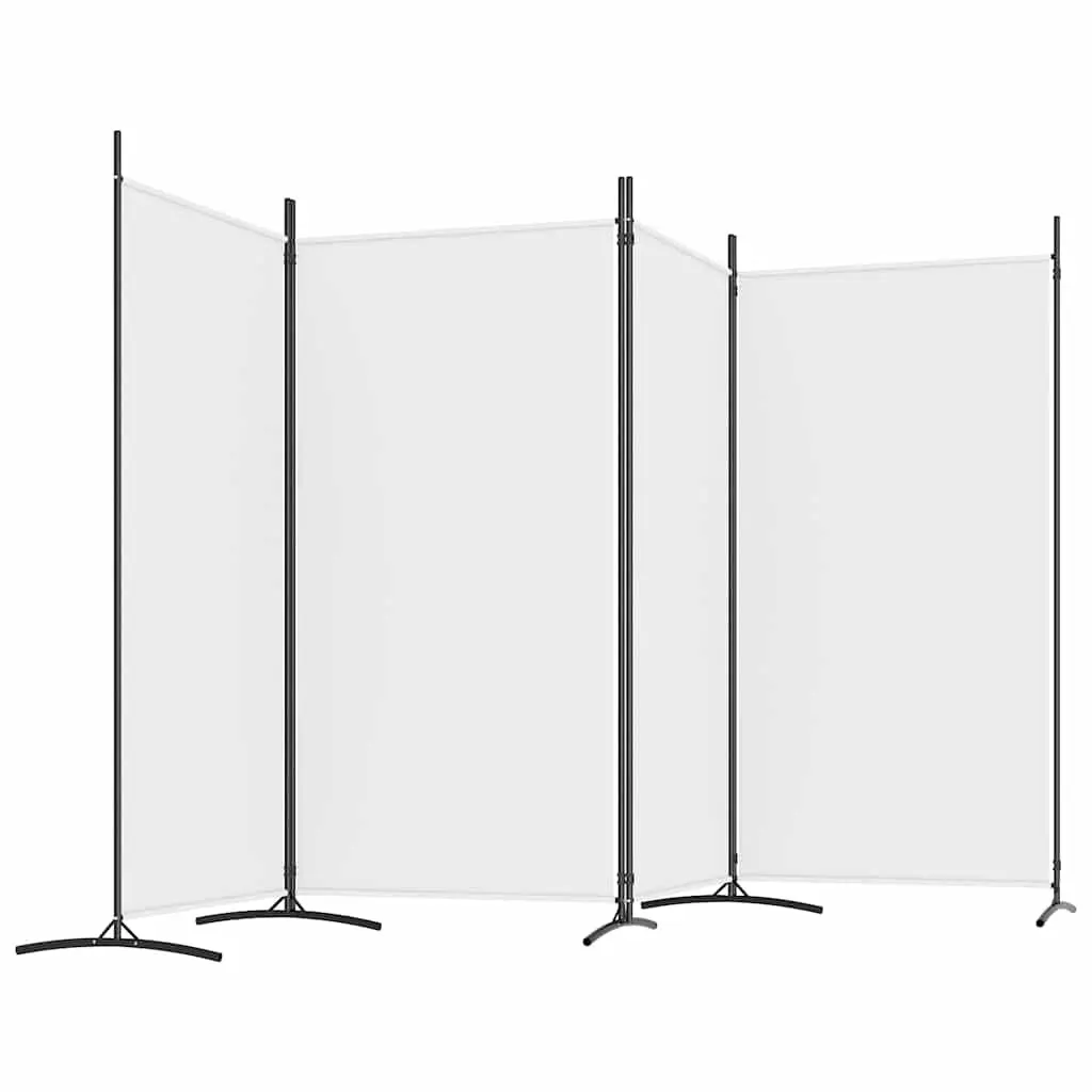Room Divider 4 Panel White Folding Screen 346x180cm Fabric