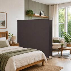 2-Panel Room Divider Screen Brown Folding Partition Privacy Separator Foldable