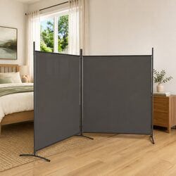 Friendly Foldable Room Divider - 2-Panel Anthracite Solution