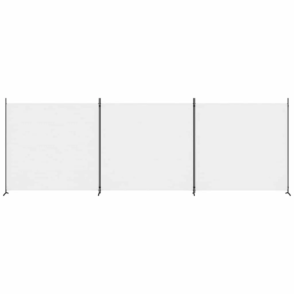 3-Panel Room Divider White Fabric Folding Partition Screen Space Divider