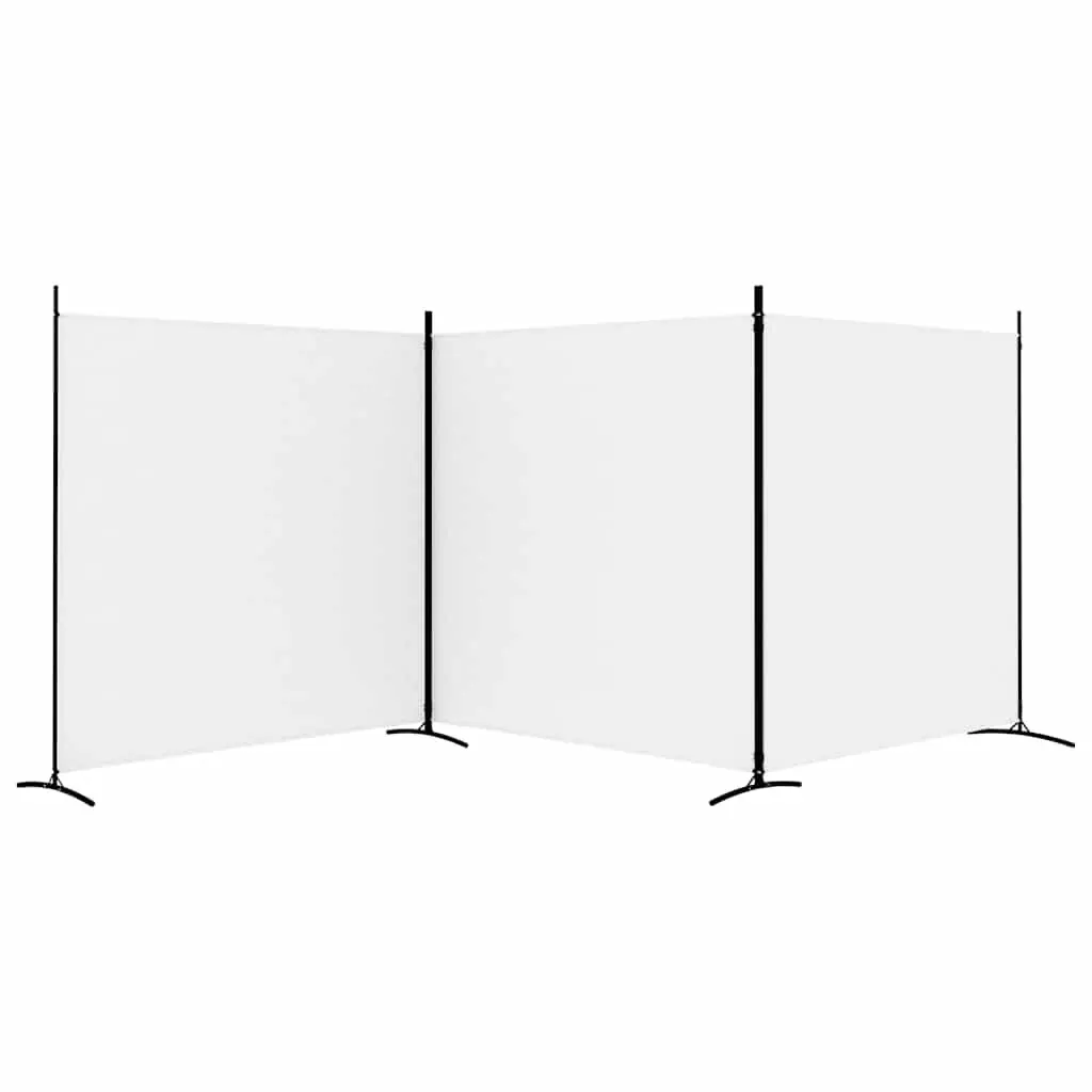 3-Panel Room Divider White Fabric Folding Partition Screen Space Divider