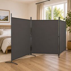 Friendly 3-Panel Room Divider in Anthracite Fabric