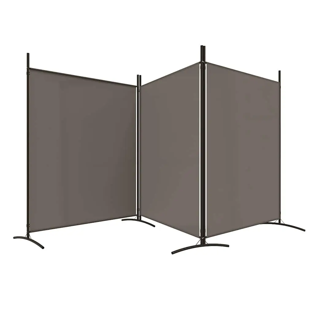 3-Panel Room Divider Foldable Anthracite Fabric 525 x 180 cm