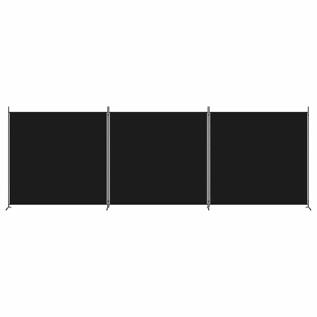 3-Panel Room Divider Screen Foldable Privacy Partition Black Fabric 525x180cm